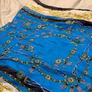 Long blue silk scarf